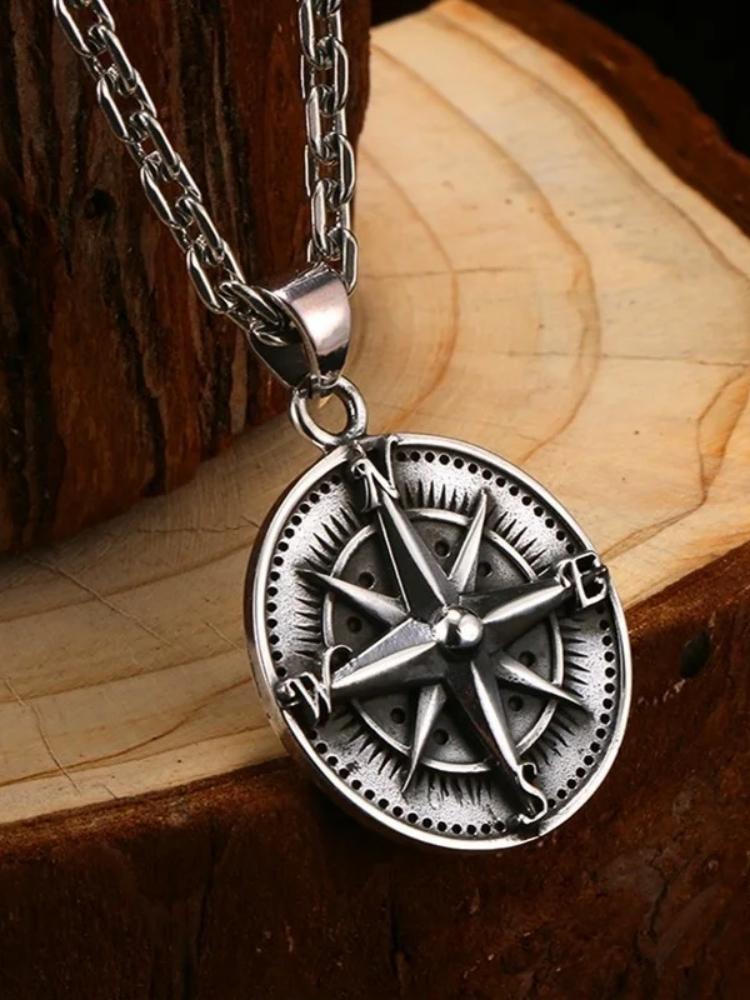Classic Nordic Style Compass Pendant Necklace Men's Personality Charm Trend Fashion Supplies Birthday Gifts