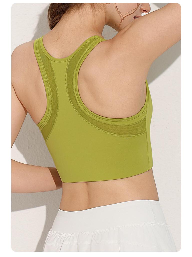Plus Size Front Zipper Shockproof Sports Bra with Fixed Pads - Breathable, Beautiful Back Yoga Vest for Outdoor Wear
