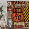 American Road Sign Highway Shower Curtain For Bathroom Decorative Shower Curtain, Retro With 12 Hooks 180X180Cm