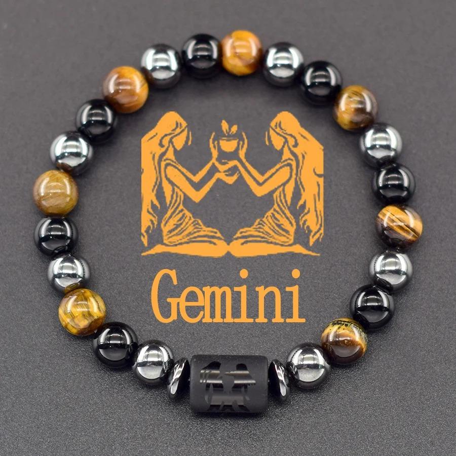 12 Zodiac Signs Natural Stone Bracelets Leo Capricorn Taurus Cancer Bracelets Girl Men Couple Friendship Jewelry Gift Bracelets FashionColor