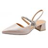 Baotou Sandals Women's New Mary Jane Shoes Thick Heel Silver Word with Pointed High Heels