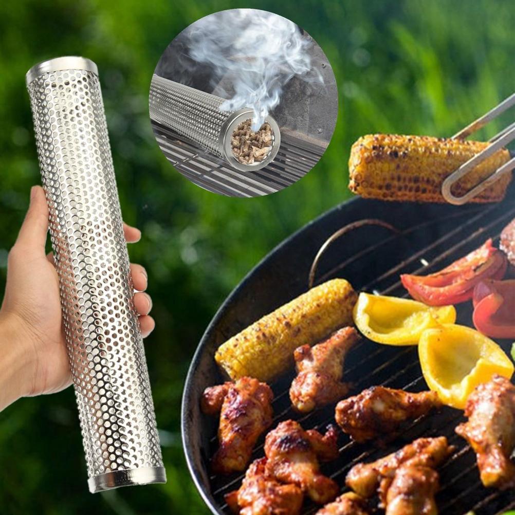 Mesh Pellet Smoker Tube Outdoor Round Cold Hot Stainless Steel Barbecue Smoker Generator