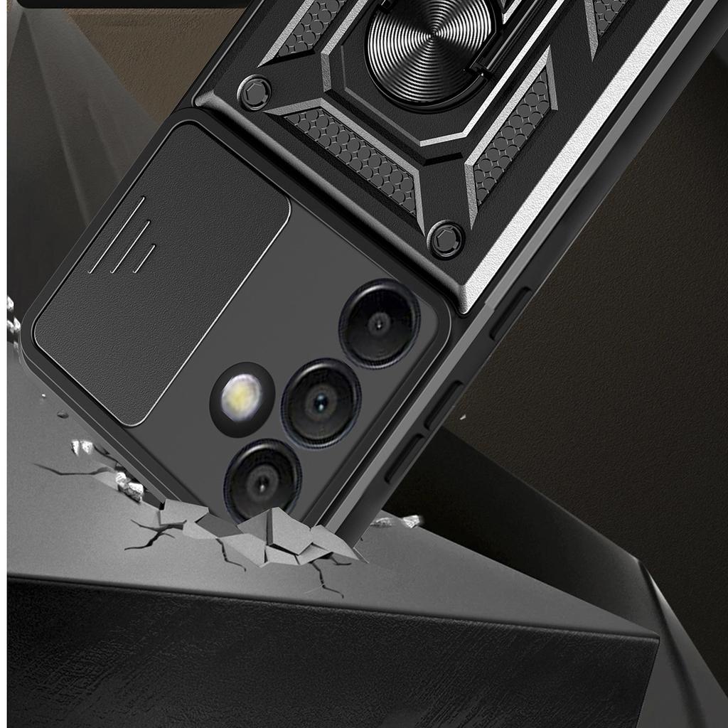 Pancerne Etui Hybrid Armor Camshield Z Podstawką I Osłoną Aparatu Na Samsung Galaxy A36 - Czarne