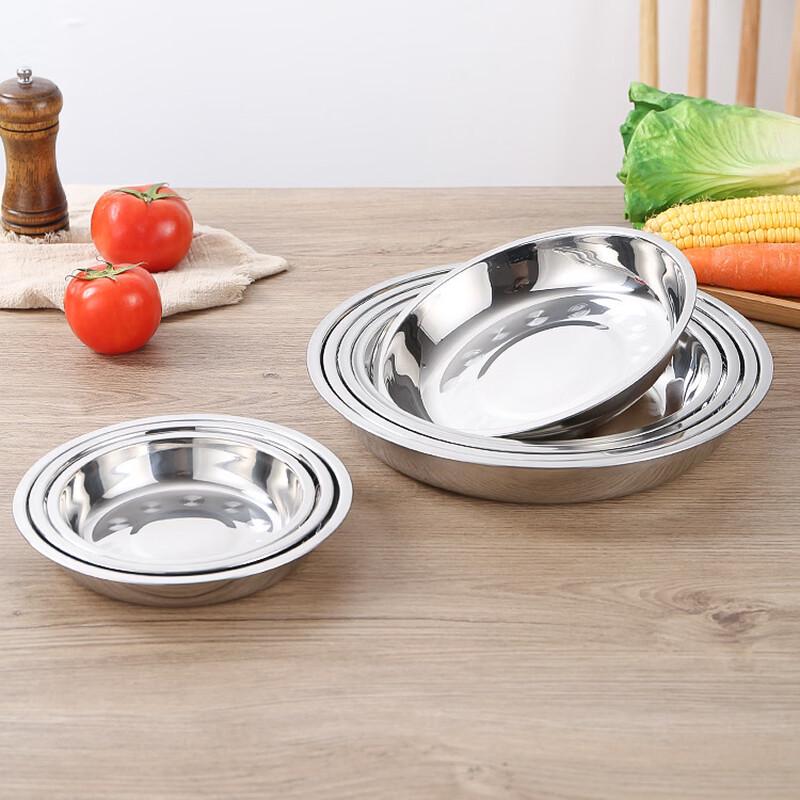 Chuwanya Stainless Steel Round Dinner Plates (10-Pack)