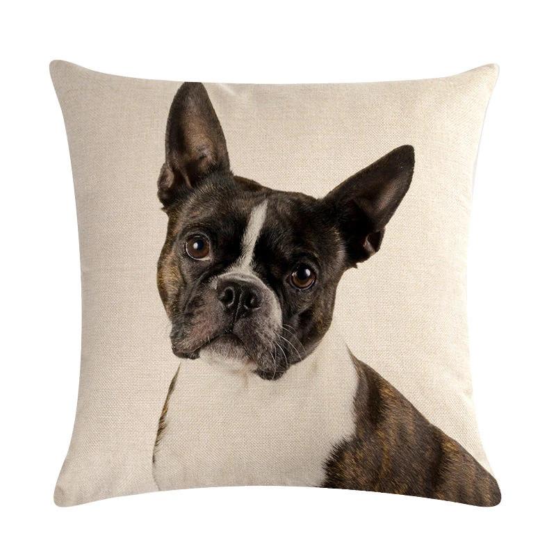 Mops Haustier Hund Muster Baumwolle Leinen Überwurf Kissen Kissenbezug Auto Haus Sofa Bett Dekorative Kissenhülle Funda Cojin