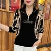 Diamond Stamping Fashion Female Tops Zipper O-neck Long Sleeve Women Pullovers Autumn Winter Streetwear Y2k Trendy Top