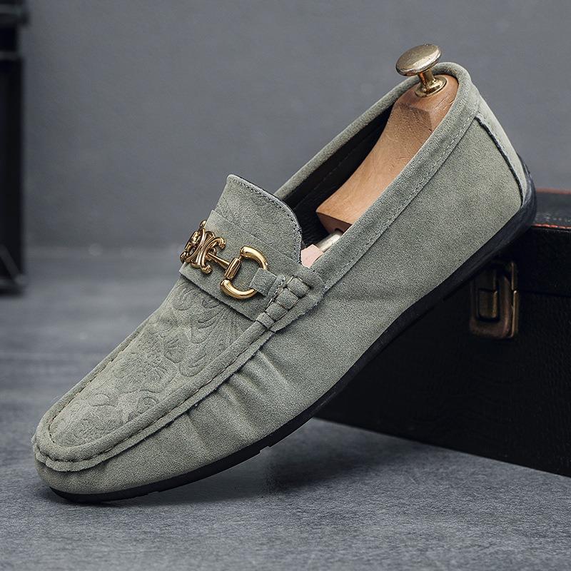 

Doudou shoes men s autumn new lazy shoes casual leather shoes British business soft sole breathable printing 44