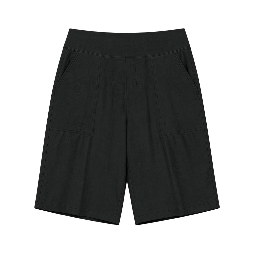Sommer 2026 High Waist Baumwoll-Leinen Lässige Lockere Shorts mit Taschen