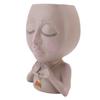 Face Planter Pot Multipurpose Resin Cute Girl Heads Succulent Flowerpot with Drainage Hole for