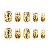 24pcs Short Round Wear Armor 3D Gold-plated High-end Manicure Nail Gold