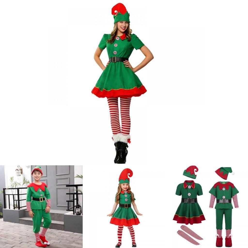 Festive Green Elf Santa Claus Costume For Adults And Kids Perfect For Family Christmas Celebrations