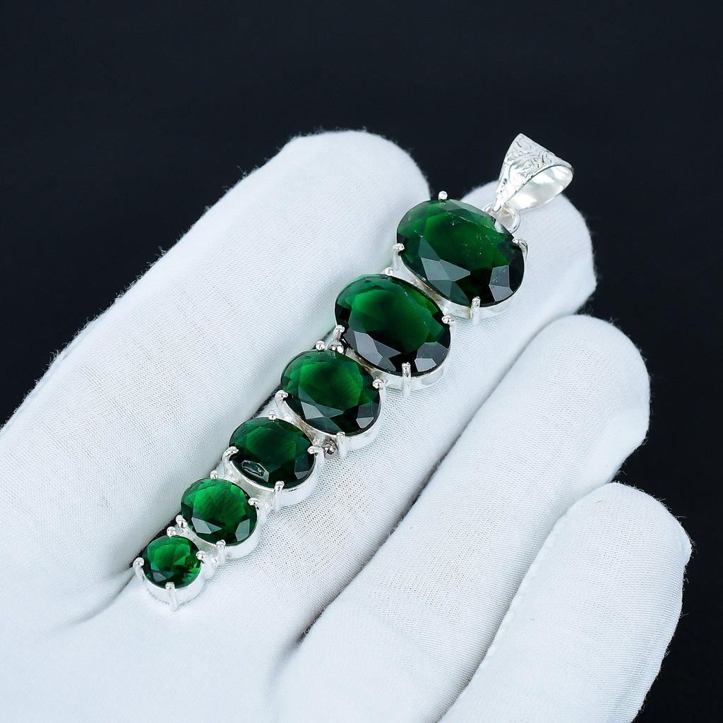 Green Tourmaline Pendant, 925 Sterling Silver Pendant, Handmade Pendant, Antique Pendant, Green Tourmaline Gemstone Pendant, Party Wear Gift