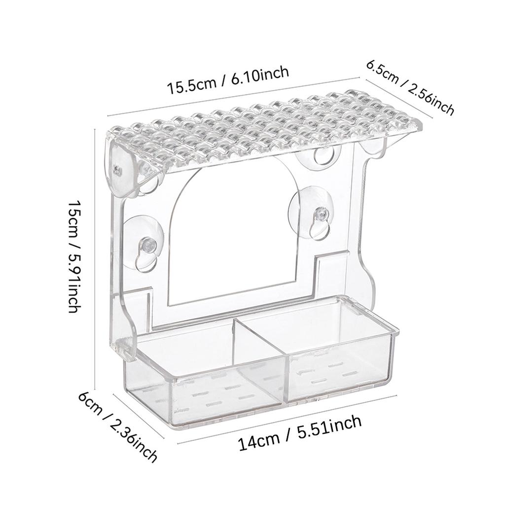 1pc Clear Plastic Window Bird Feeder - Strong Suction Cups Transparent Outdoor Bird House