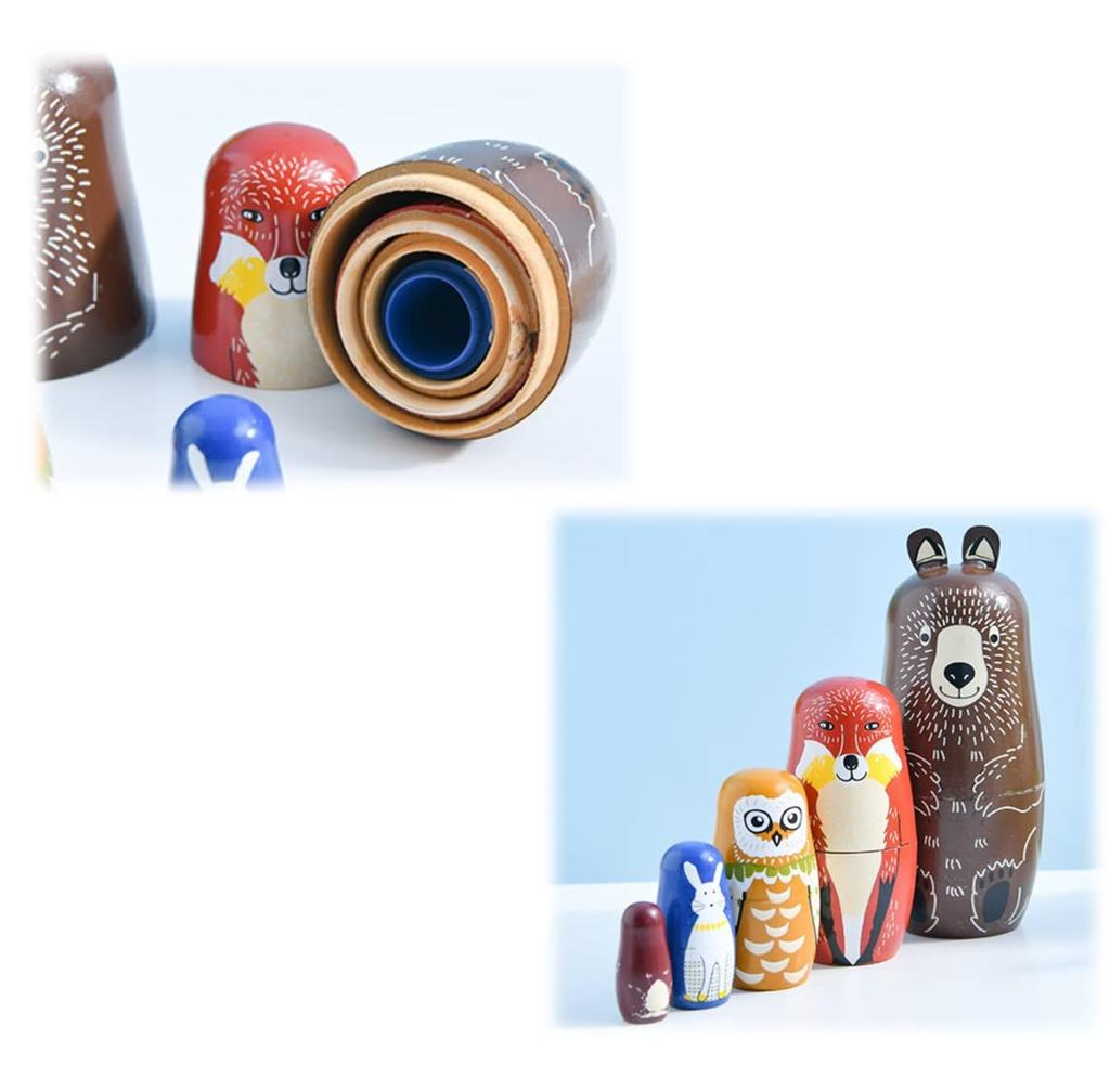 ST TS Matryoshka Nordic Home Ages 6 and Up Dolls, Handmade, Style, Animal, Traditional, Wooden, Cute, Decorative, Decor,