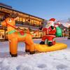Christmas Inflatable Outdoor Decoration Santa Claus On Sleigh With Reindeer With LED Light Xmas Blow Up Model For Party Yard