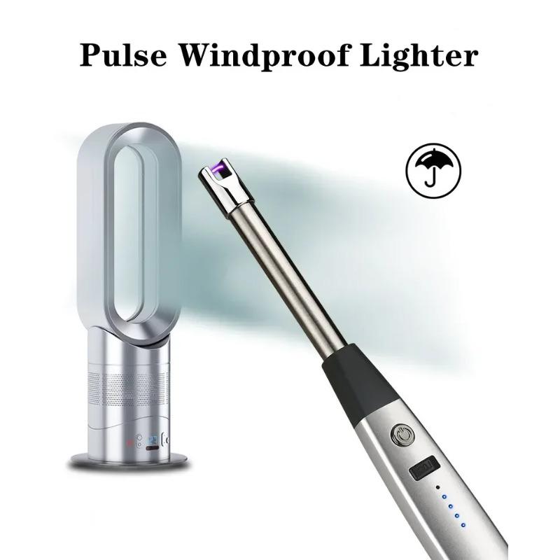 Cârlig de metal Brichetă cu arc electric USB Lumânare parfumată antivânt Bucătărie Instrument pentru aragaz cu gaz Afișare putere Pistol de aprindere fără flacără cu puls