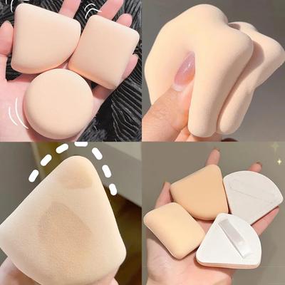 Make-up-Schwamm in runder, quadratischer und dreieckiger Form, trocken und nass, weicher Zuckerwatte-Luftkissen-Grundlagenpuderquaste mit doppeltem Verwendungszweck