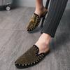 New Men Casual Shoes Designer Rivet Dress Shoes Loafers Fashion Chaussure Homme Cuir Half Slippers Zapatos Hombre Party Flats