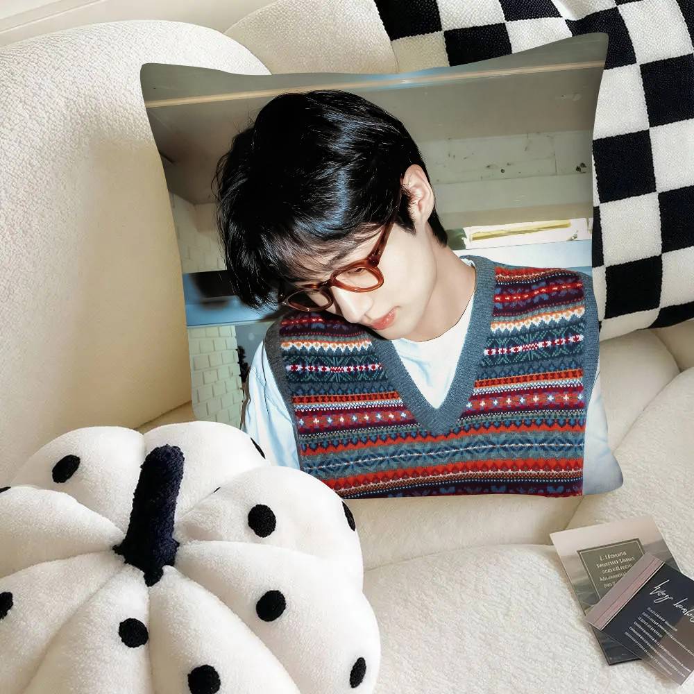 Byeon Woo-seok Korea Pillow Case Fashion Square Pillowcase Bedroom Sofa Room Ins Decoration Leisure 16x16Inch