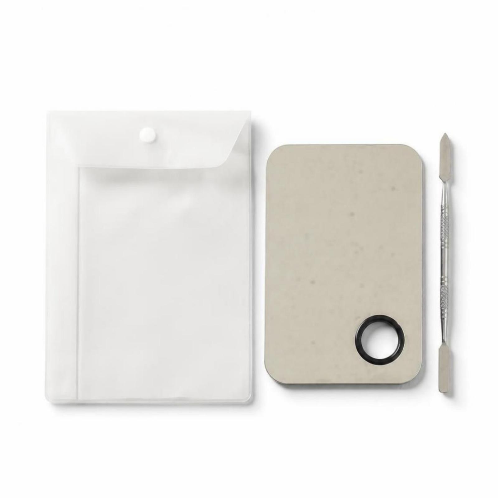 Daiso Mixing Palette, Spatula & Pocket Case Set 1 Palette, 1 Spatula, 1 Pocket