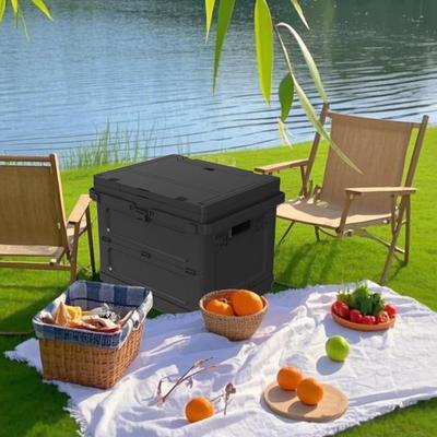 Outdoor Camping Box Foldable Storage Bin Stackable Crate Folding with Table for Travel