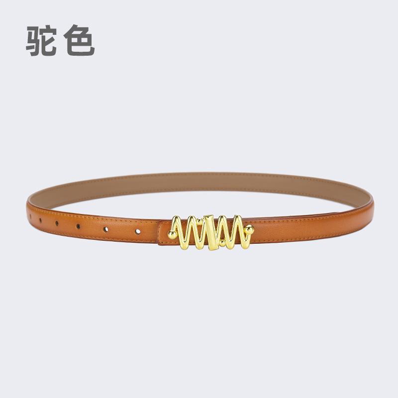 Belt Women'S Jeans Leather Simple Style Decoration Black Casual Thin Belt Tide