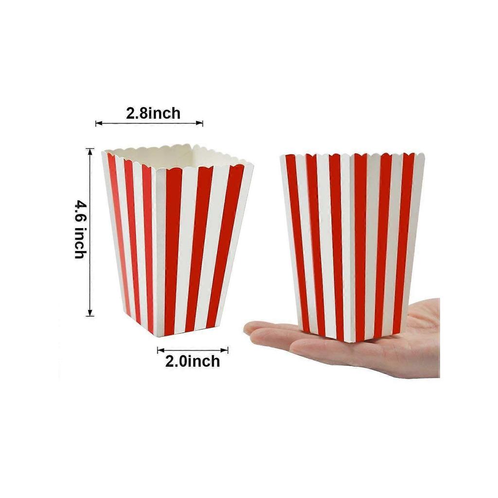 50PCS Popcorn Favor Boxes, Striped Paper Popcorn Boxes Cardboard Candy Container for Birthday Theater Themed Parties Movie