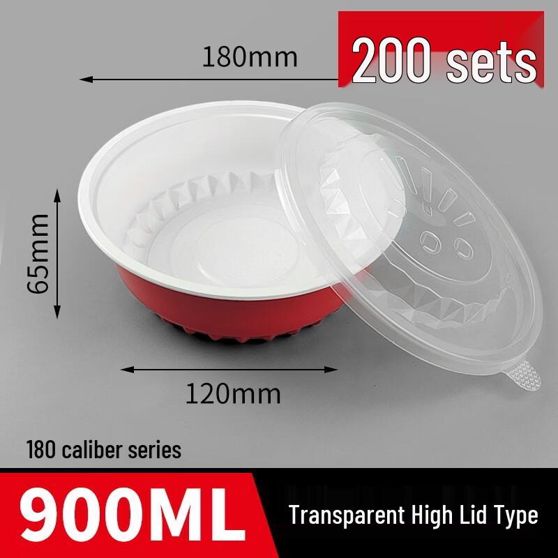 Handon 900ml Disposable Round Wheat Straw Bowls with Lids