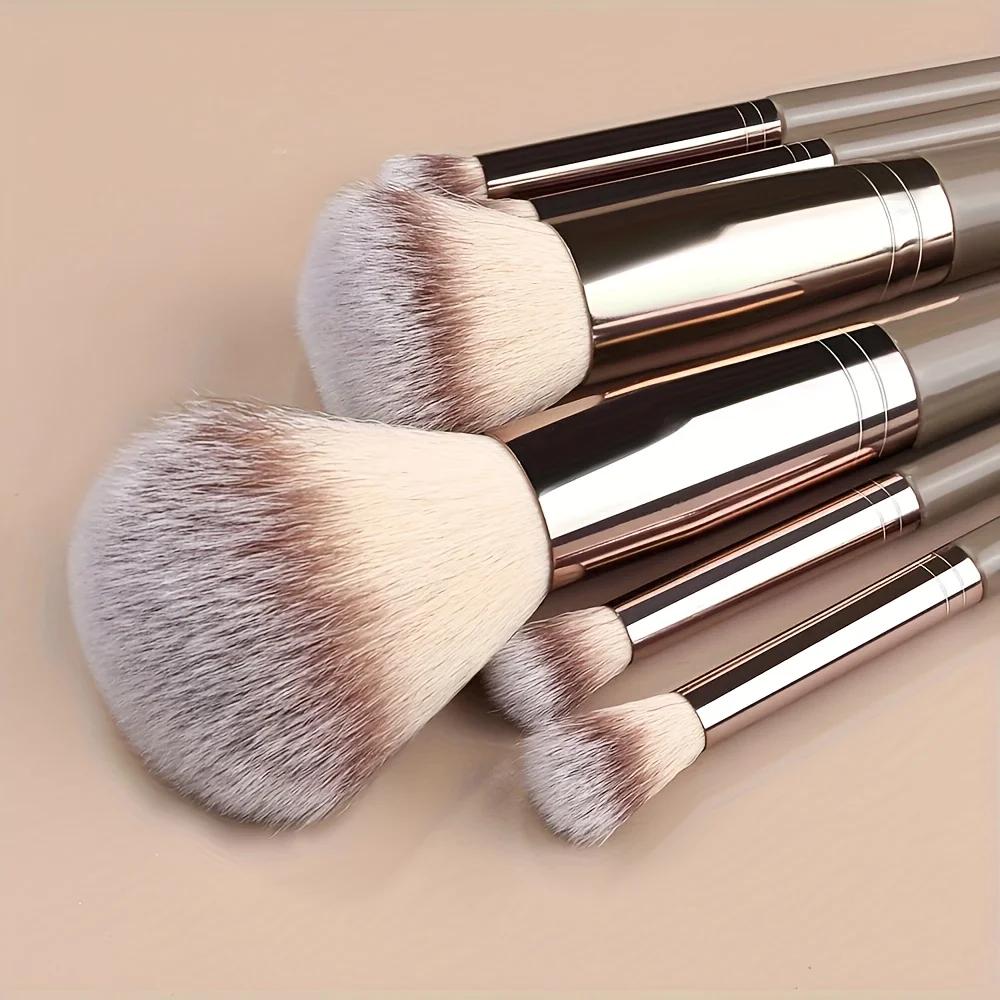 15pcs Women's makeup Professional  Bag Foundation Eyelash Eyebrow Eyeshadow Cosmetic Makeup Brush Tool Set Christmas