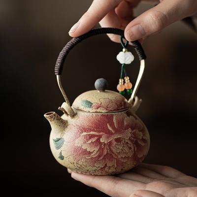 Blue and White Flint Red Ceramic Beam Pot, National Color and Natural Fragrance, Household Teapot Filter Single Pot