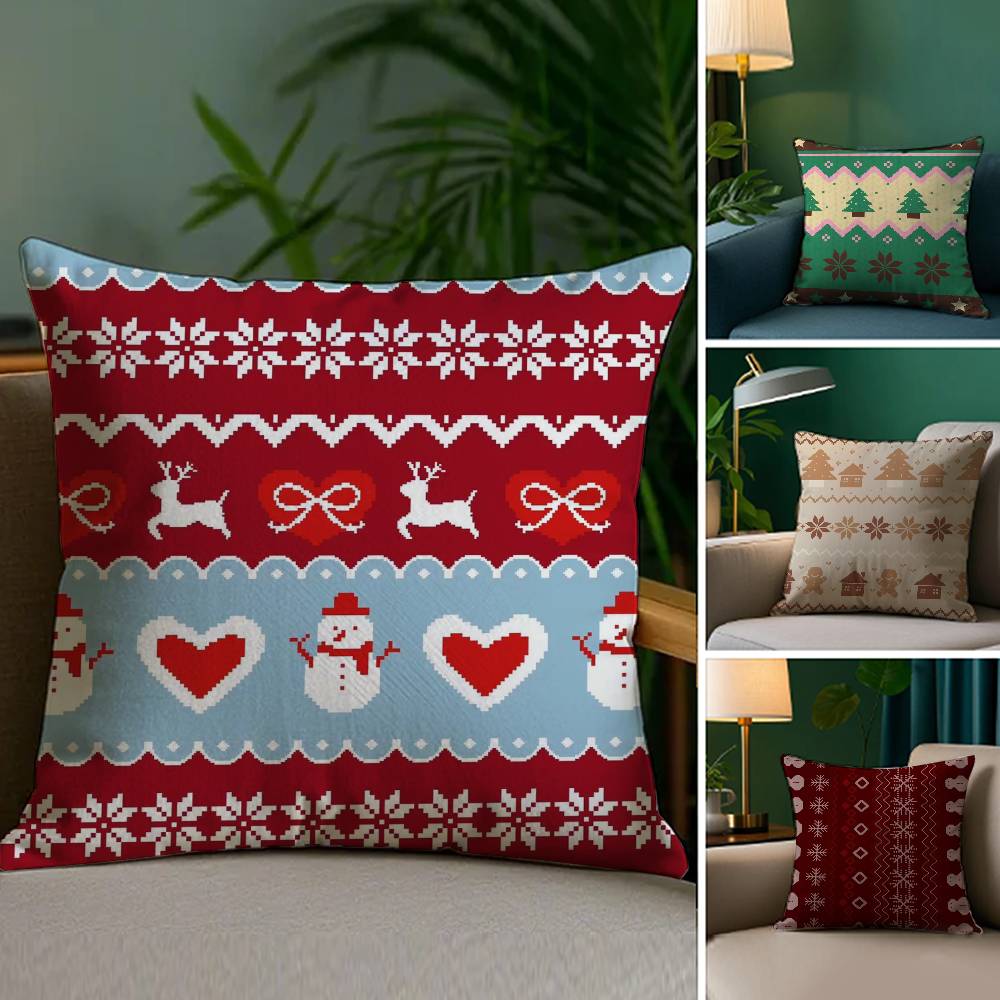Christmas Spirit Pillow Case Sofa and Living Room Decorative Cushion Covers Dust-proof and Mite-proof Invisible Zipper