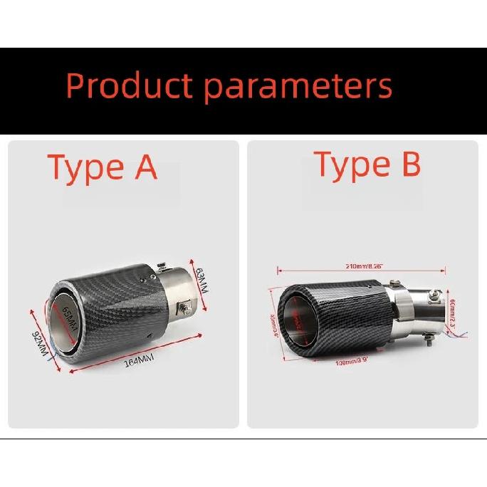 Auto Zubehör 63-65mm Carbonfaser Farbe Auto Auspuff Schalldämpfer Rohrspitze mit LED Licht Schalldämpfer Auspuff Auto Zubehör