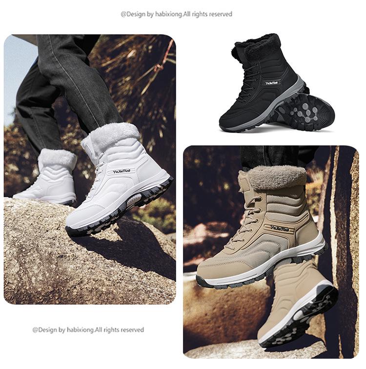2026 Waterproof Snow Boots for Men and Women, Large Size, Warm Velvet Cotton Winter Shoes, Outdoor Footwear