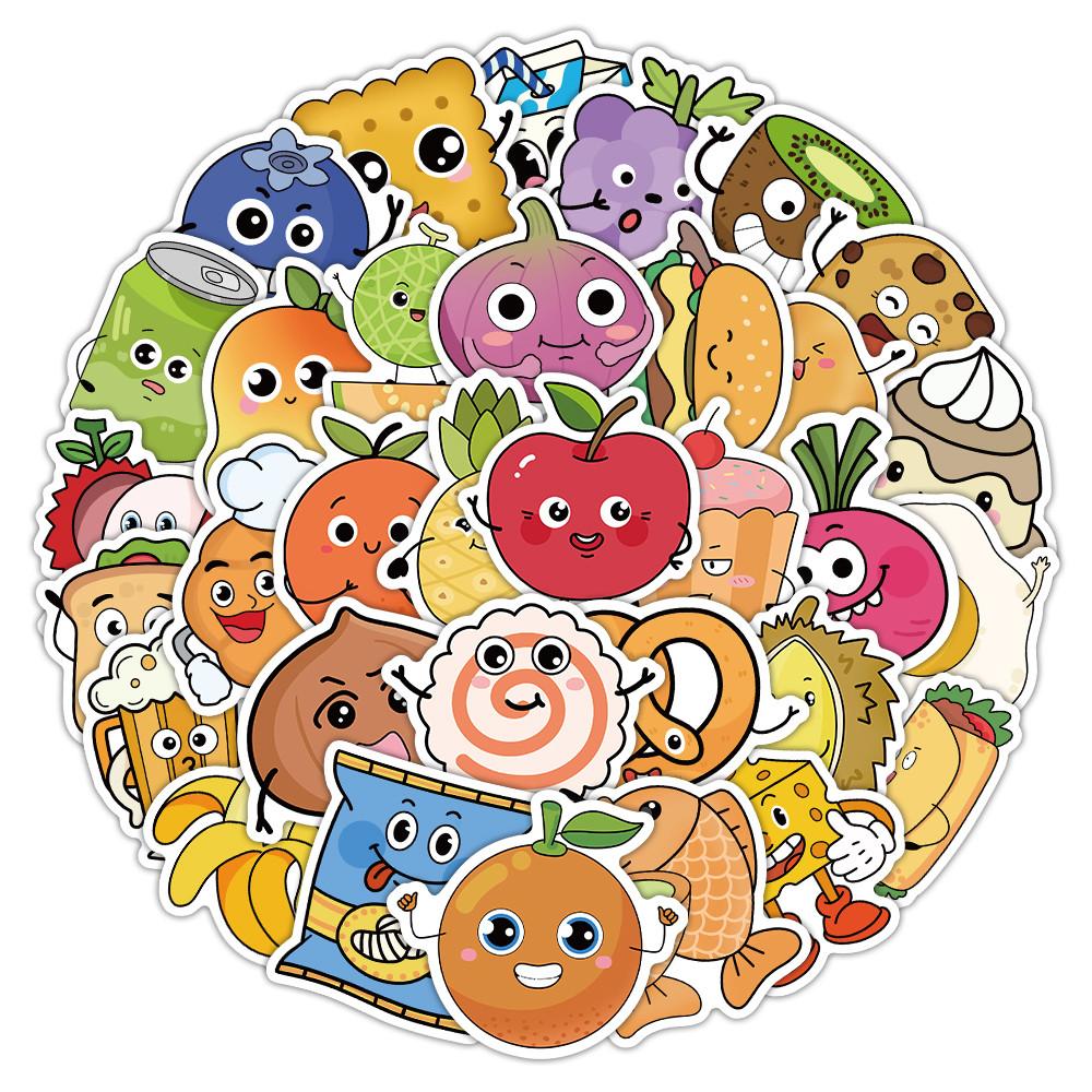 52-Piece Minimalist Fresh Food B Stickers - Cute Decorative Decals for Hand Journals, Phone Cases & Water Bottles