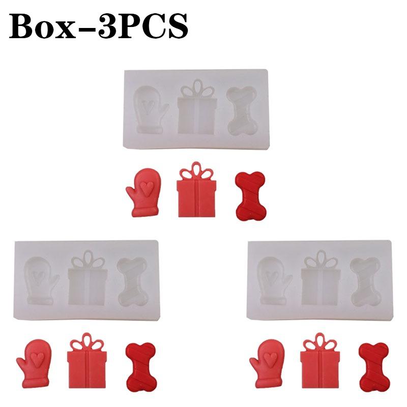 1-20PCSChristmas Gift Box Silicone Mold DIY Scented Candle Chocolate Fondant Cake Baking Mold for Gloves Bones Crafting Supplies