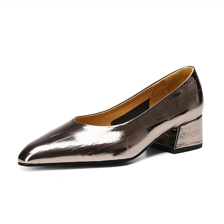 Fashion New Spring/summer Genuine Leather Shallow Shoes for Women Fashion Round Toe Women Pumps Breathable Chunky Heel Shoes Women