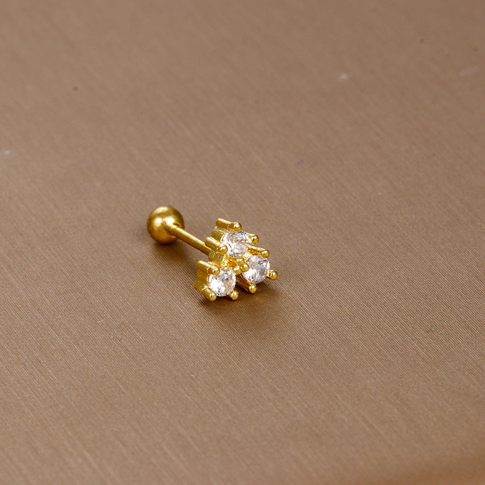 Gold Stainless Steel Earrings with Zircon Studs - Creative and Elegant Design