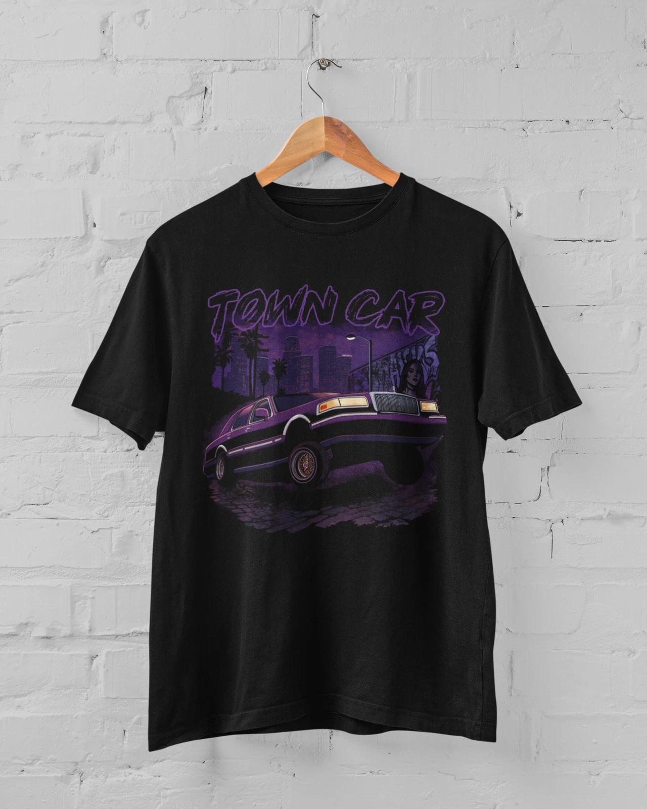 

Town Car Lowrider T-Shirt, East LA Purple Classic Car Graphic S