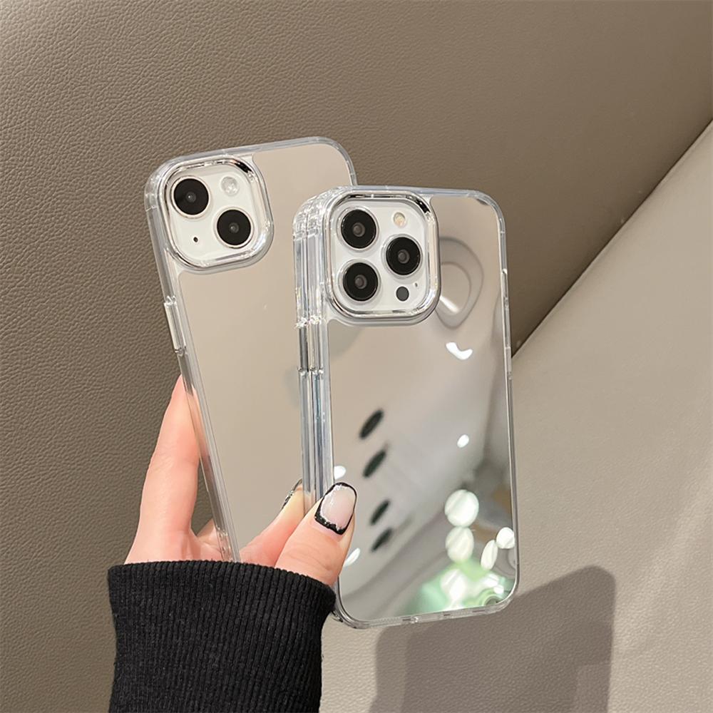 Luxury Plating Make Up Mirror Phone Case For iPhone 15 11 12 13 14 Pro Max Hard Acrylic Shockproof Cover