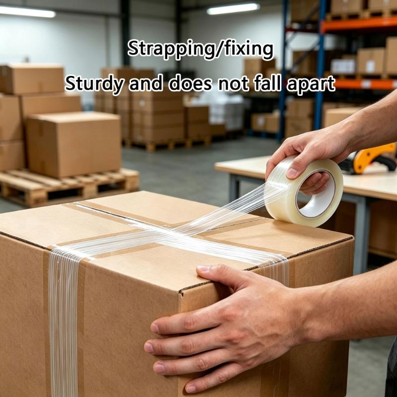 Reinforced Carton Sealing Tape Roll, Clear Glass Fiber Strapping Tape for Moving Use and Warehouse Shipping Daily Tasks