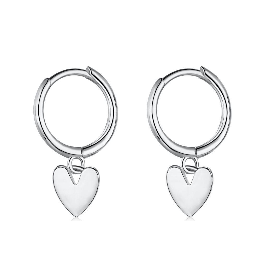 Fine Jewelry Hoop Earrings Love Heart Pendant 18K Gold Plated S925 Sterling Silver Dangle Drop Earrings for Girls Women Gifts