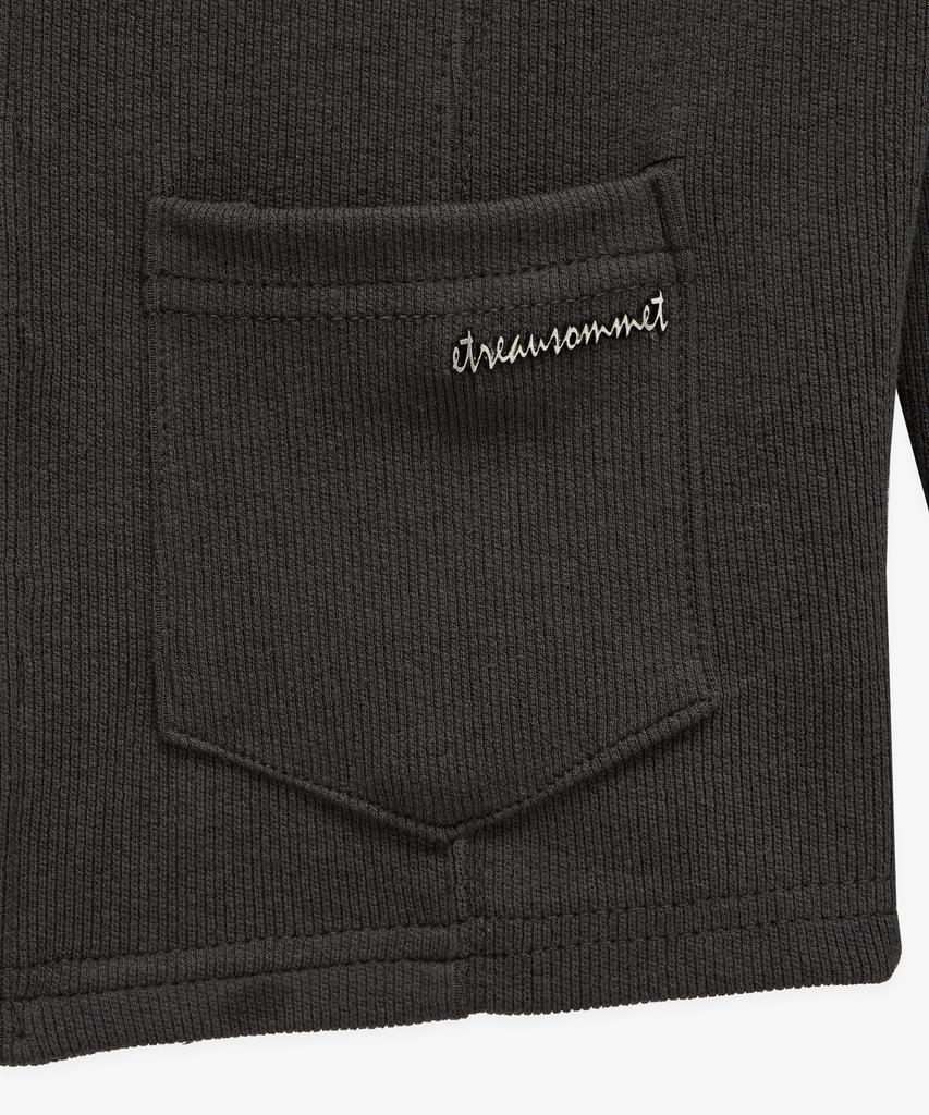 ETRE AU SOMMET Square Button Point Slim-Fit Long Sleeve Top (Dark Gray)