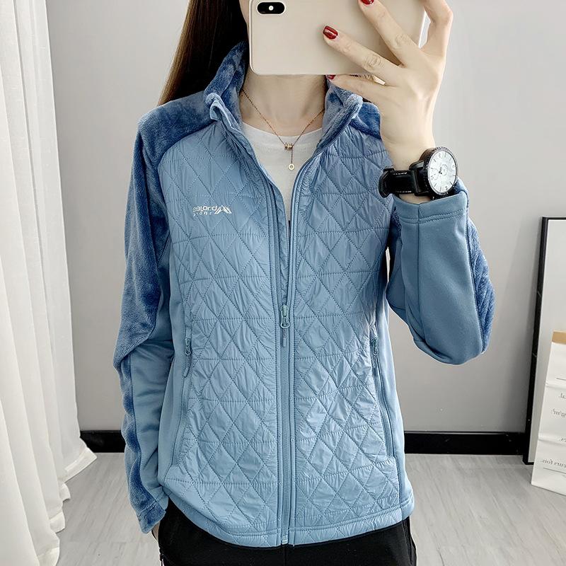 

Женская зимняя флисовая куртка Polar Fleece с длинными рукавами, теплая, большого размера, с утолщенным бархатом XL синий