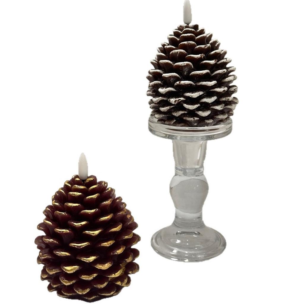 2er-Pack Weihnachten Flammenlose Tannenzapfen-Kerze Batteriebetrieben 3D Tannenzapfen Imitation Flammenlose Kerze für Heimparty-Dekoration