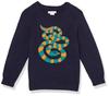 Amazon Essentials Boys' Crew Neck Pullover Knit, Dark Navy and Snake, Sizes 135-145