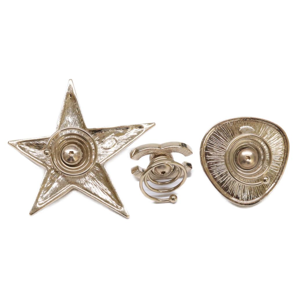 Chanel AB7578 B22C CC Logos, Resin, Star, Hair Accessory 3-Piece Set Hair Accessory Light goldUsed