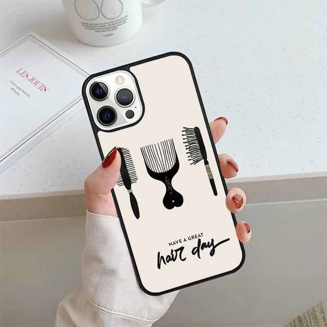 Hair Stylist Scissors Brush Switch Phone Case For iPhone 17 Air 14 15 16 13 12 Cover For Apple Pro Max Plus