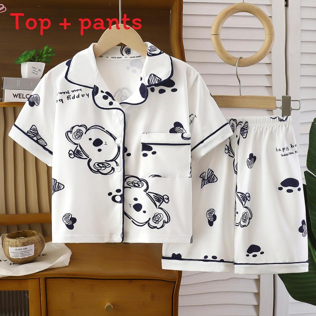 Animal Patterns Kids Summer Pajamas With Breathable Fabric