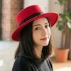Solid Color Men's Felt Hat British Style Women Jazz Hat Woolen Flat Top Hat  Church Events