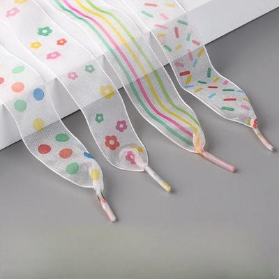Largura 2,5CM Comprimento 80CM/100CM/120CM Cadarço Transparente para Mulher Menina Cor Cadarços Planos Estampa Leopardo Fio Cadarços